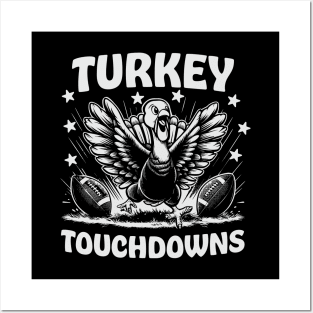 Turkey Touchdowns - Funny Football - Thanksgiving Happy Posters and Art